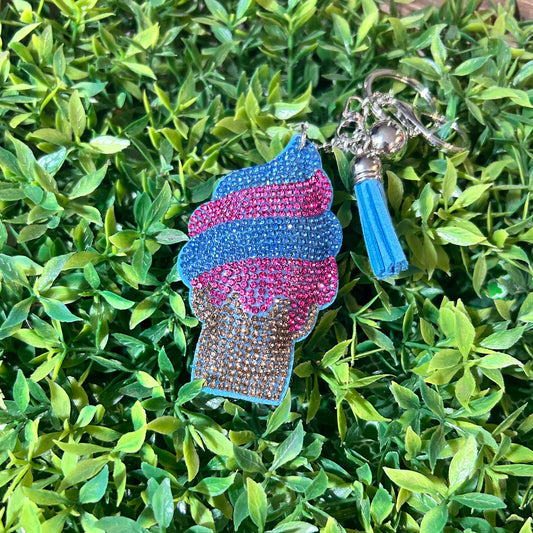 Keychain Charm - Rhinestone Ice Cream