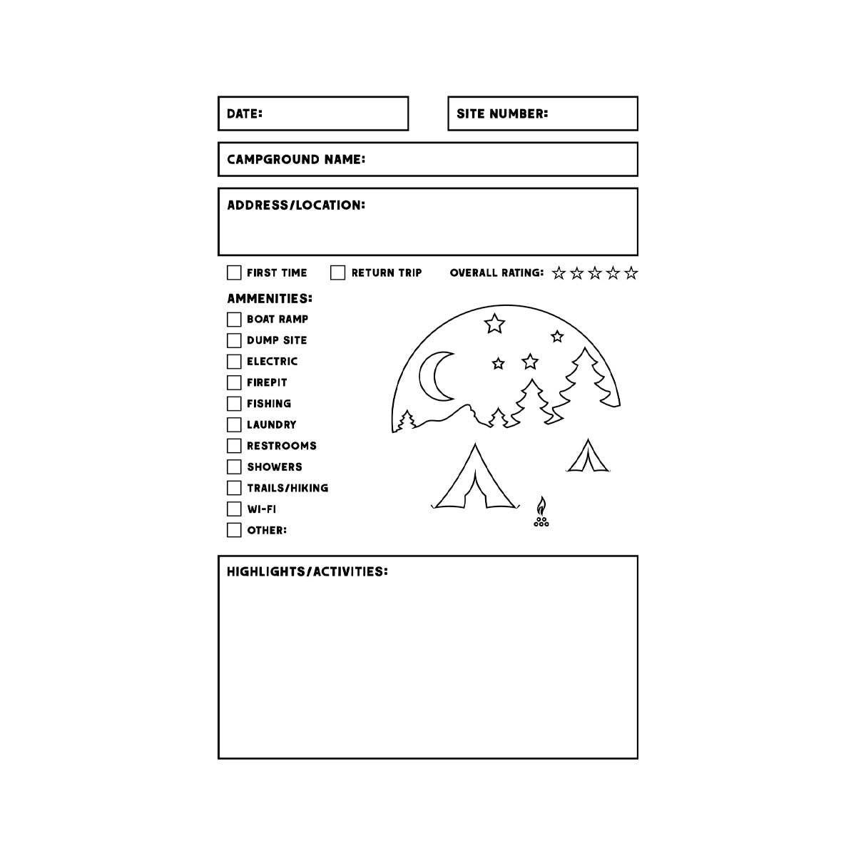 Camping Log Book - 20-pg book - Log Camping Adventures