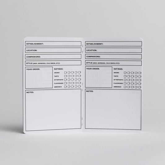 Coffee Log Book - 20-page book - Review local Shops