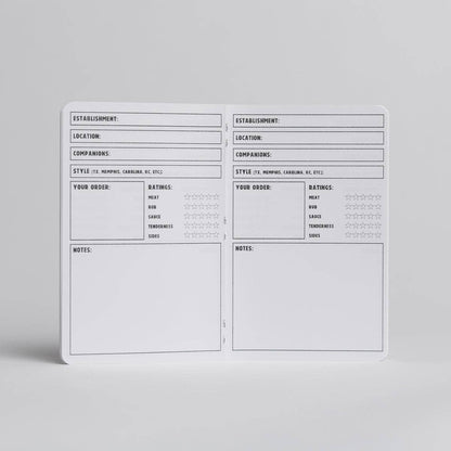 BBQ Log Book - 20-page book Review your food adventures