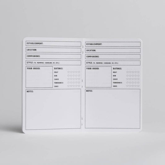 BBQ Log Book - 20-page book Review your food adventures