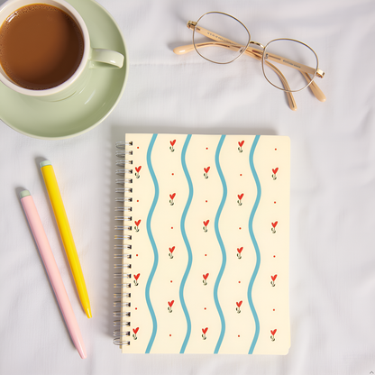Floral Spiral Spiral Notebook, 8x10 Stationary Journal