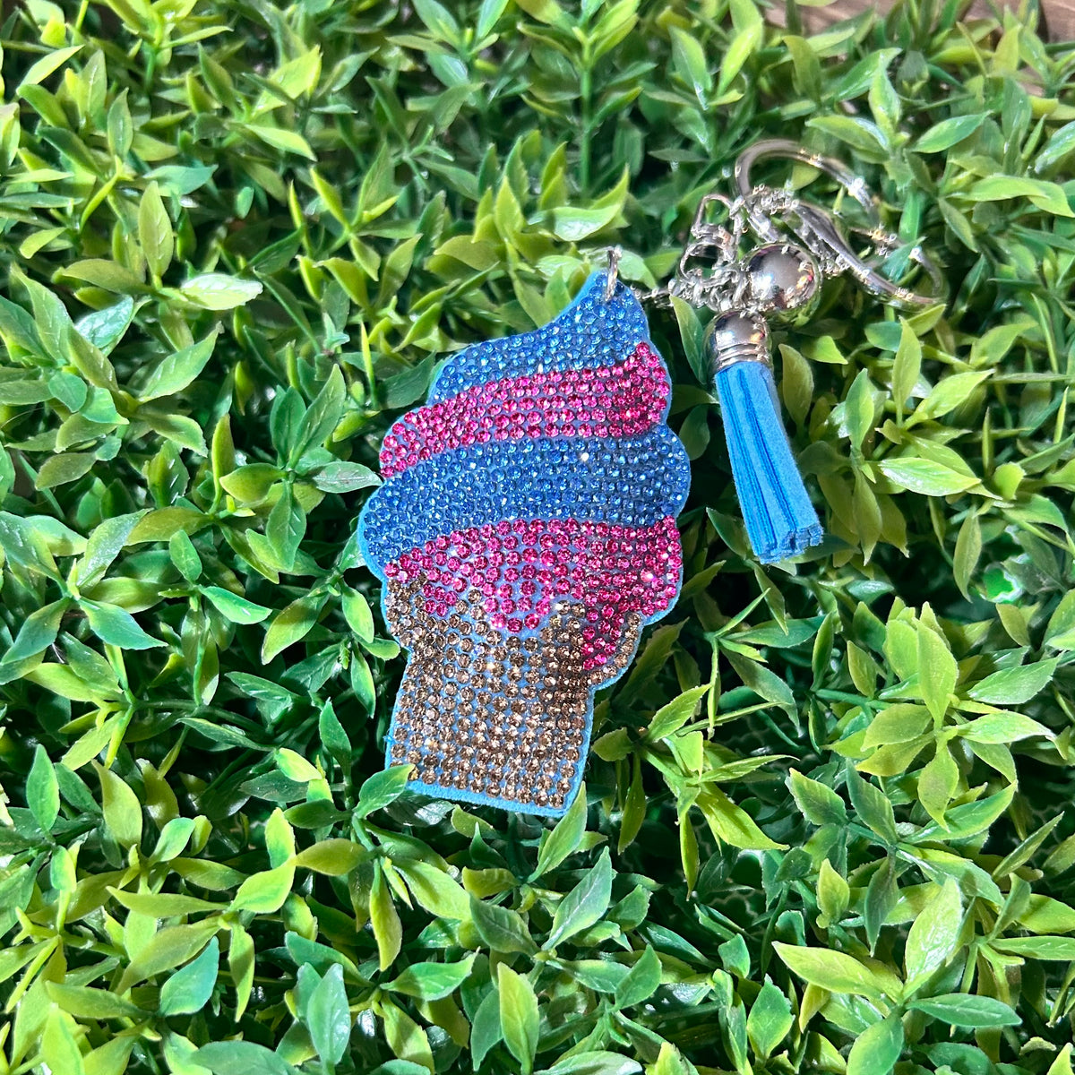 Keychain Charm - Rhinestone Ice Cream