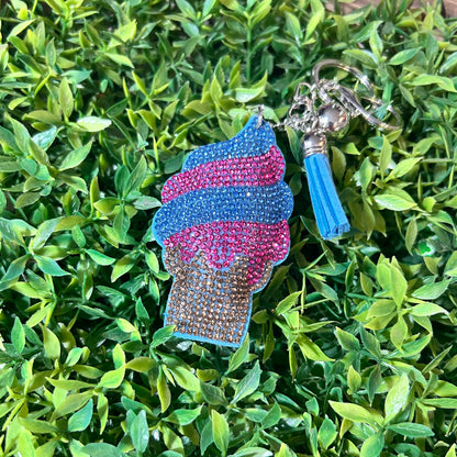 Keychain Charm - Rhinestone Ice Cream