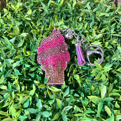 Keychain Charm - Rhinestone Ice Cream