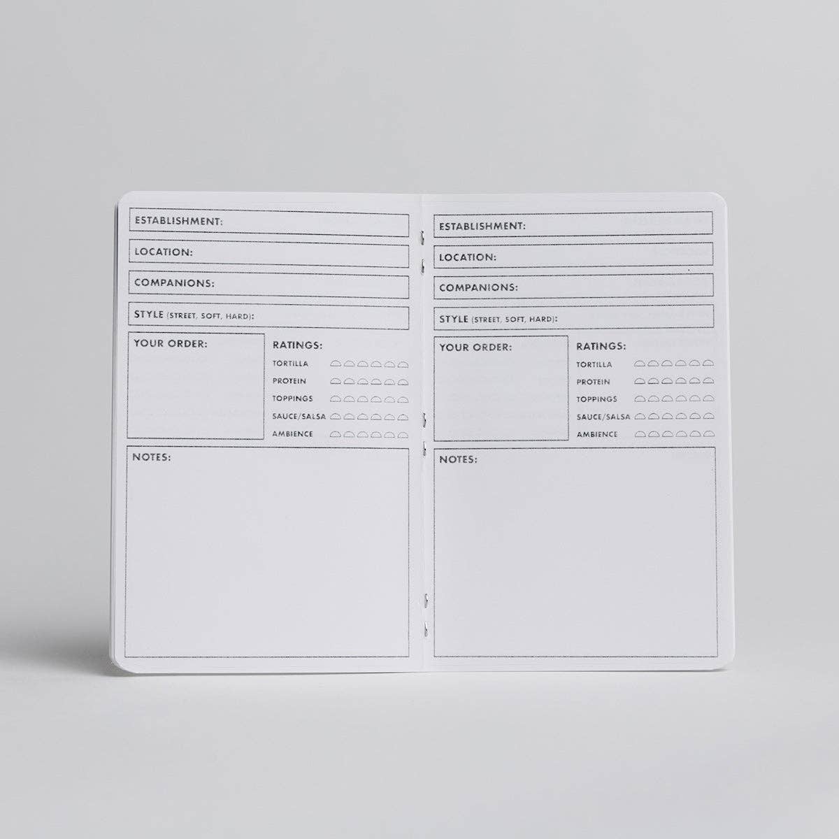 Taco Log Book - 20-page book - Rate your Fave Tacos