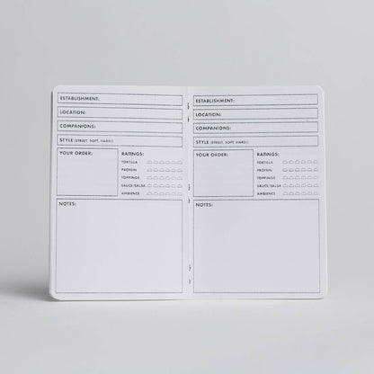 Taco Log Book - 20-page book - Rate your Fave Tacos