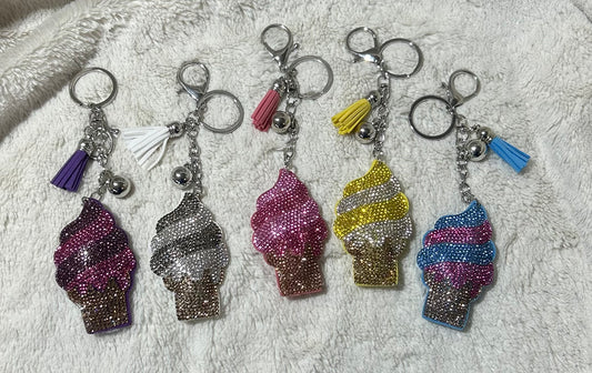 Keychain Charm - Rhinestone Ice Cream