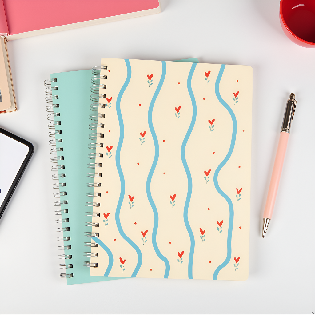 Floral Spiral Spiral Notebook, 8x10 Stationary Journal