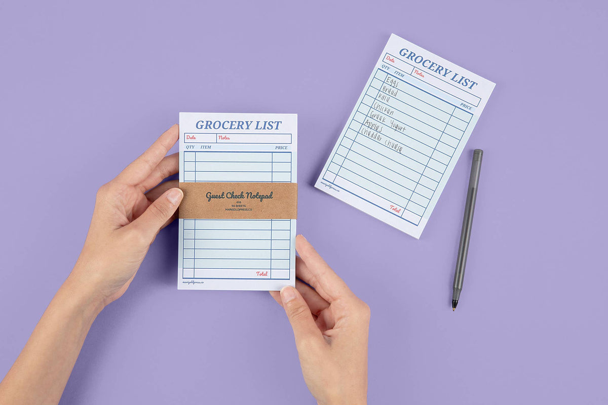 Guest Check Notepad Grocery List 