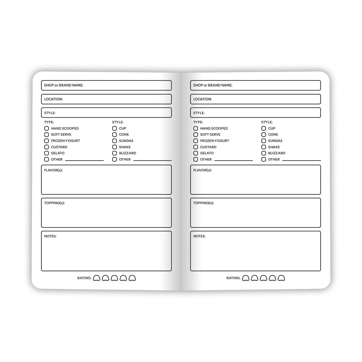 Ice Cream Logbook - 20-page book - Review frozen treats