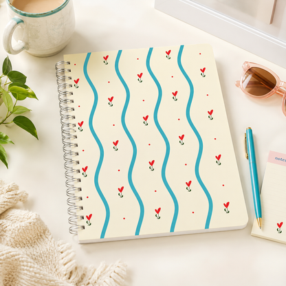 Floral Spiral Spiral Notebook, 8x10 Stationary Journal